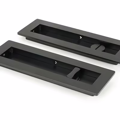 Matt Black 175mm Plain Rectangular Pull - Privacy Set