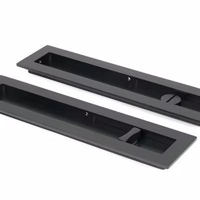 Matt Black 250mm Plain Rectangular Pull - Privacy Set
