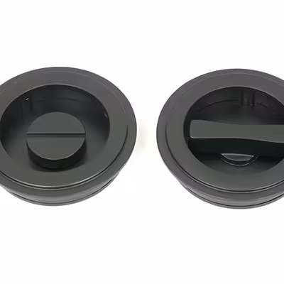 Matt Black 60mm Art Deco Round Pull - Privacy Set - Image 1