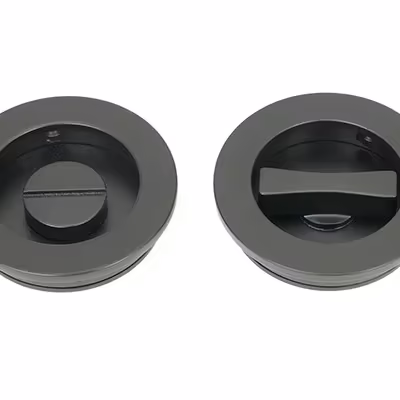 Matt Black 60mm Plain Round Pull - Privacy Set