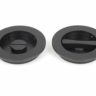 Matt Black 75mm Plain Round Pull - Privacy Set