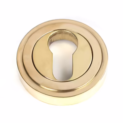 Polished Brass Round Euro Escutcheon (Art Deco)