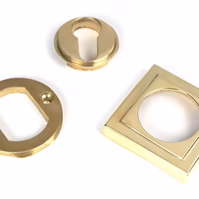 Polished Brass Round Euro Escutcheon (Square) - Image 3