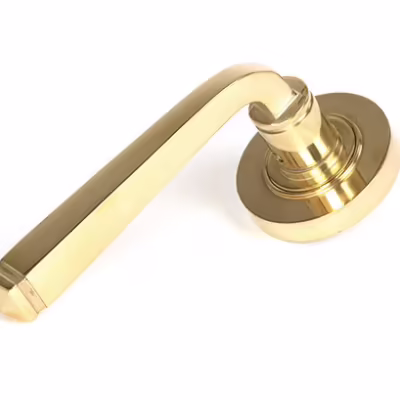 Polished Brass Avon Round Lever on Rose Set (Plain) - Unsprung
