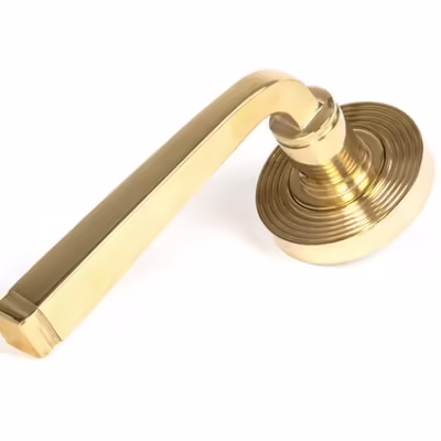 Polished Brass Avon Round Lever on Rose Set (Beehive)