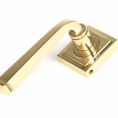 Polished Brass Avon Round Lever on Rose Set (Square)