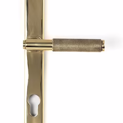 Polished Brass Brompton Slimline Lever Espag. Lock Set - Image 1