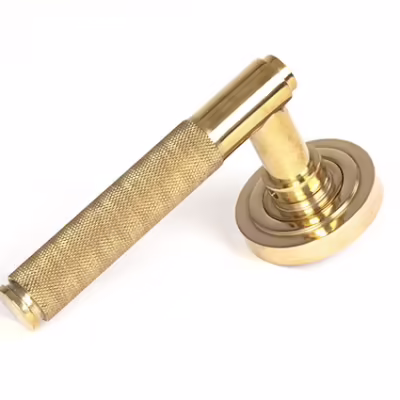 Polished Brass Brompton Lever on Rose Set (Art Deco) - Unsprung