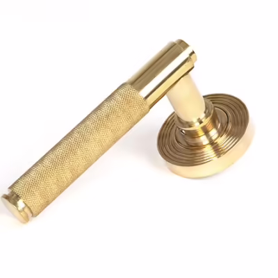 Polished Brass Brompton Lever on Rose Set (Beehive) - Unsprung