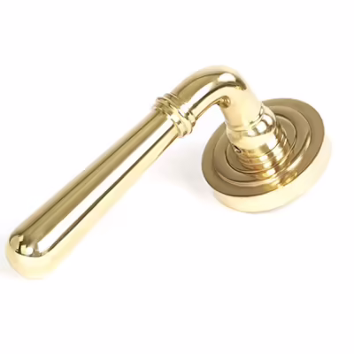 Polished Brass Newbury Lever on Rose Set (Art Deco)