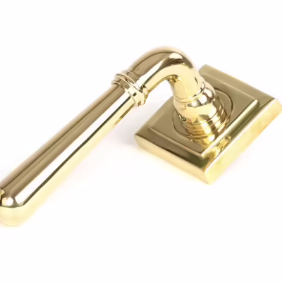 Polished Brass Newbury Lever on Rose Set (Square) - Unsprung