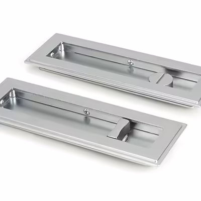 Satin Chrome 175mm Art Deco Rectangular Pull - Privacy Set