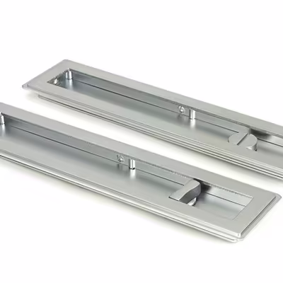 Satin Chrome 250mm Art Deco Rectangular Pull - Privacy Set