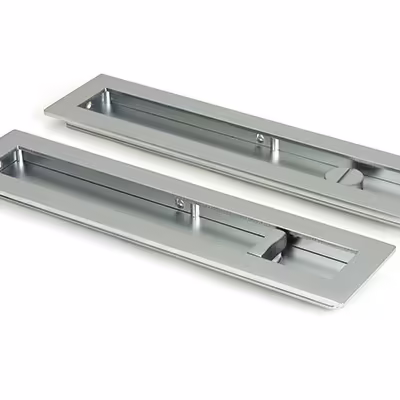 Satin Chrome 250mm Plain Rectangular Pull - Privacy Set