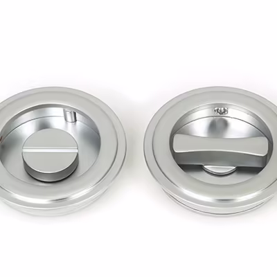 Satin Chrome 60mm Art Deco Round Pull - Privacy Set