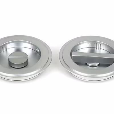 Satin Chrome 75mm Art Deco Round Pull - Privacy Set