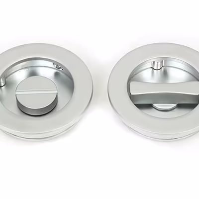 Satin Chrome 60mm Plain Round Pull - Privacy Set