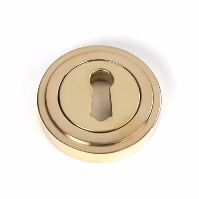 Polished Brass Round Escutcheon (Art Deco)