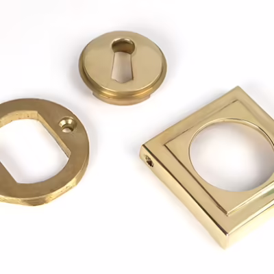 Polished Brass Round Escutcheon (Square) - Image 3