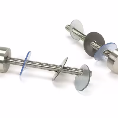 Satin SS (304) 100mm Bolt Fixings for T Bar (2) - Offset
