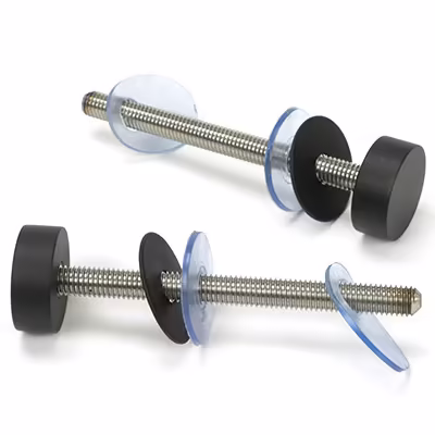 Matt Black SS (304) 100mm Bolt Fixings for T Bar (2) - Offset