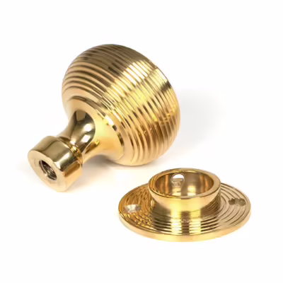 Polished Brass Heavy Beehive Mortice/Rim Knob Set - Image 3