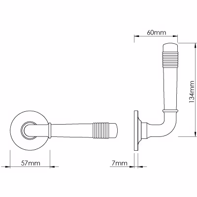 Crest Door Handle on Arc Covered Rose - Image 2