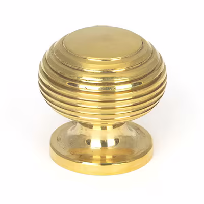 Polished Brass Beehive Cabinet Knob 30mm