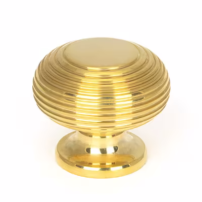 Polished Brass Beehive Cabinet Knob 40mm