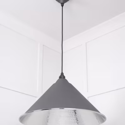 Hammered Nickel Hockley Pendant in Bluff - Image 4