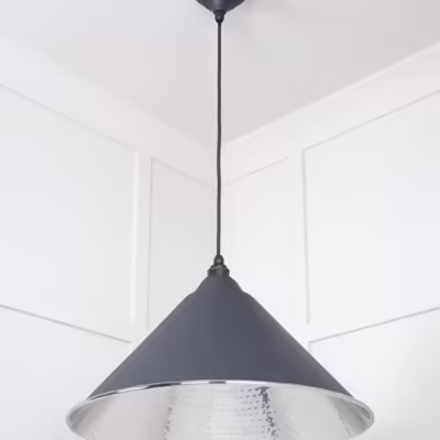 Hammered Nickel Hockley Pendant in Slate - Image 4