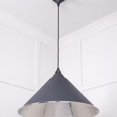 Hammered Nickel Hockley Pendant in Slate - Image 5