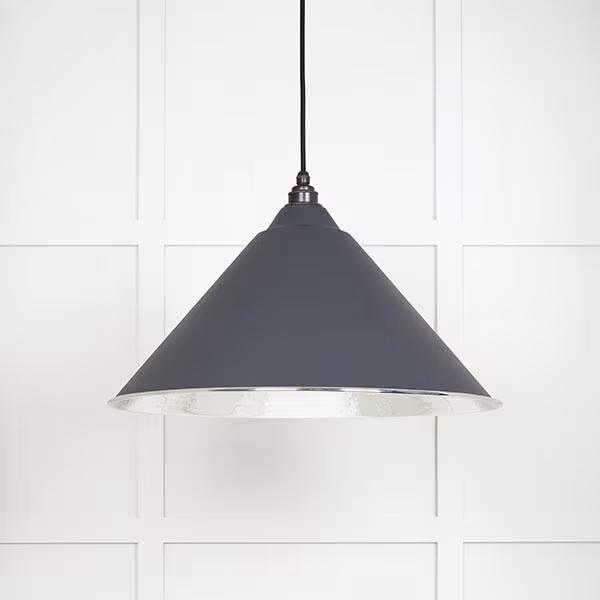 Hammered Nickel Hockley Pendant in Slate