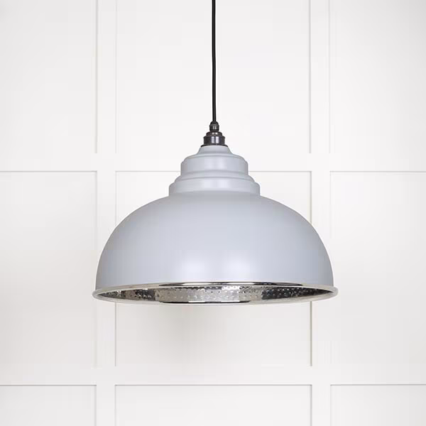 Hammered Nickel Harborne Pendant in Birch
