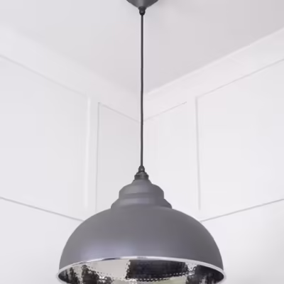 Hammered Nickel Harborne Pendant in Bluff - Image 5