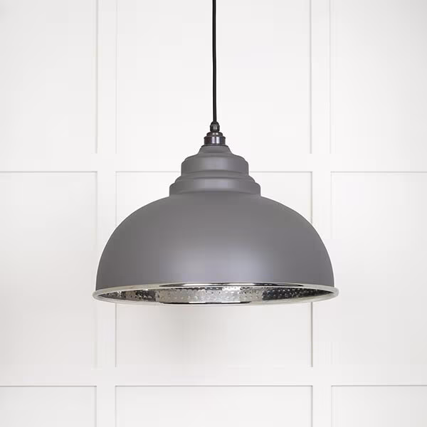 Hammered Nickel Harborne Pendant in Bluff