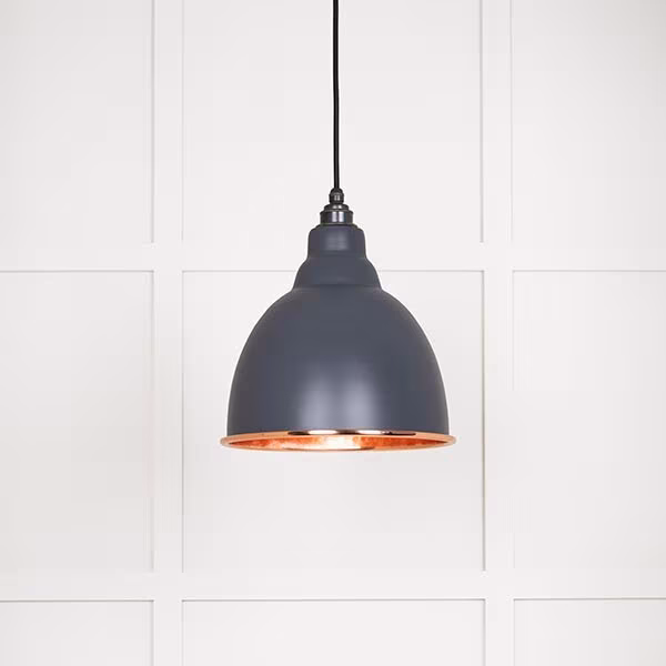 Hammered Copper Brindley Pendant in Slate