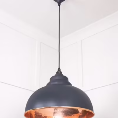 Hammered Copper Harborne Pendant in Slate - Image 4