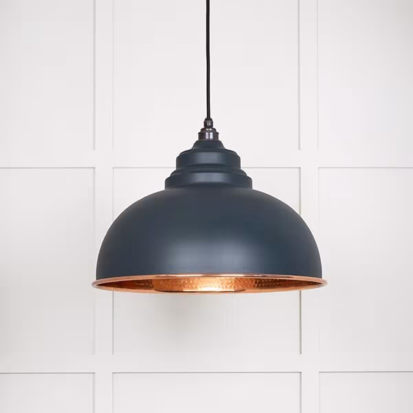 Hammered Copper Harborne Pendant in Soot
