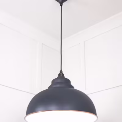 White Gloss Harborne Pendant in Slate - Image 4