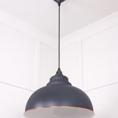 White Gloss Harborne Pendant in Slate - Image 5