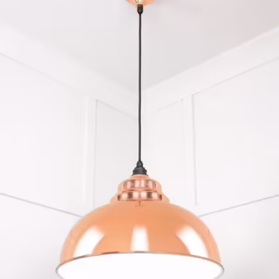 White Gloss Harborne Pendant in Copper - Image 4