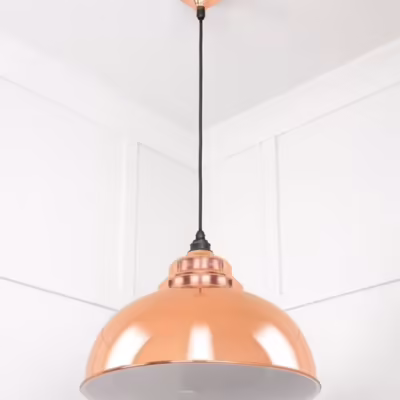 White Gloss Harborne Pendant in Copper - Image 5