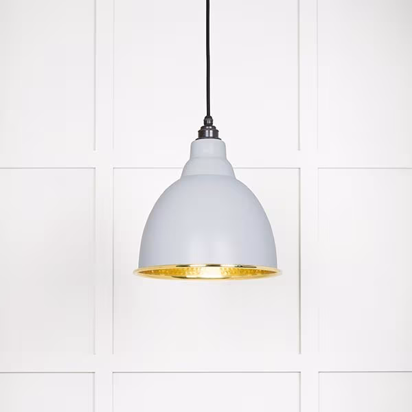 Hammered Brass Brindley Pendant in Birch
