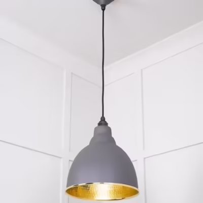 Hammered Brass Brindley Pendant in Bluff - Image 4