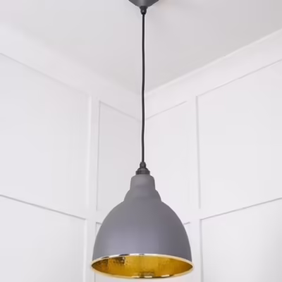 Hammered Brass Brindley Pendant in Bluff - Image 5
