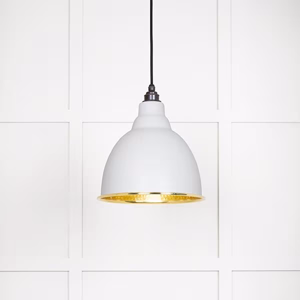 Hammered Brass Brindley Pendant in Flock
