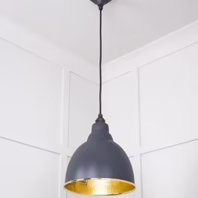 Hammered Brass Brindley Pendant in Slate - Image 4