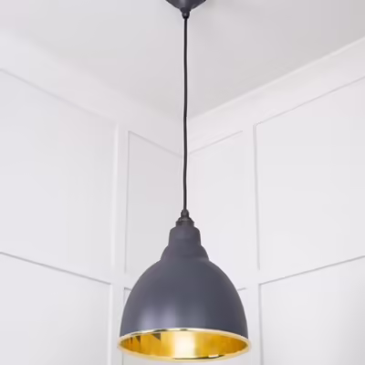 Smooth Brass Brindley Pendant in Slate - Image 4