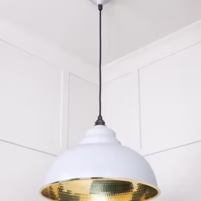 Hammered Brass Harborne Pendant in Birch - Image 4